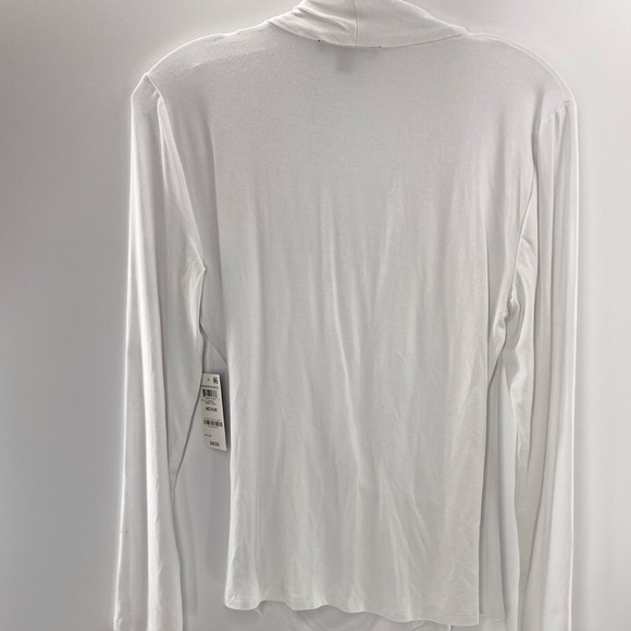NWT INC White Faux Wrap Long Sleeve Medium Top - Picture 3 of 3